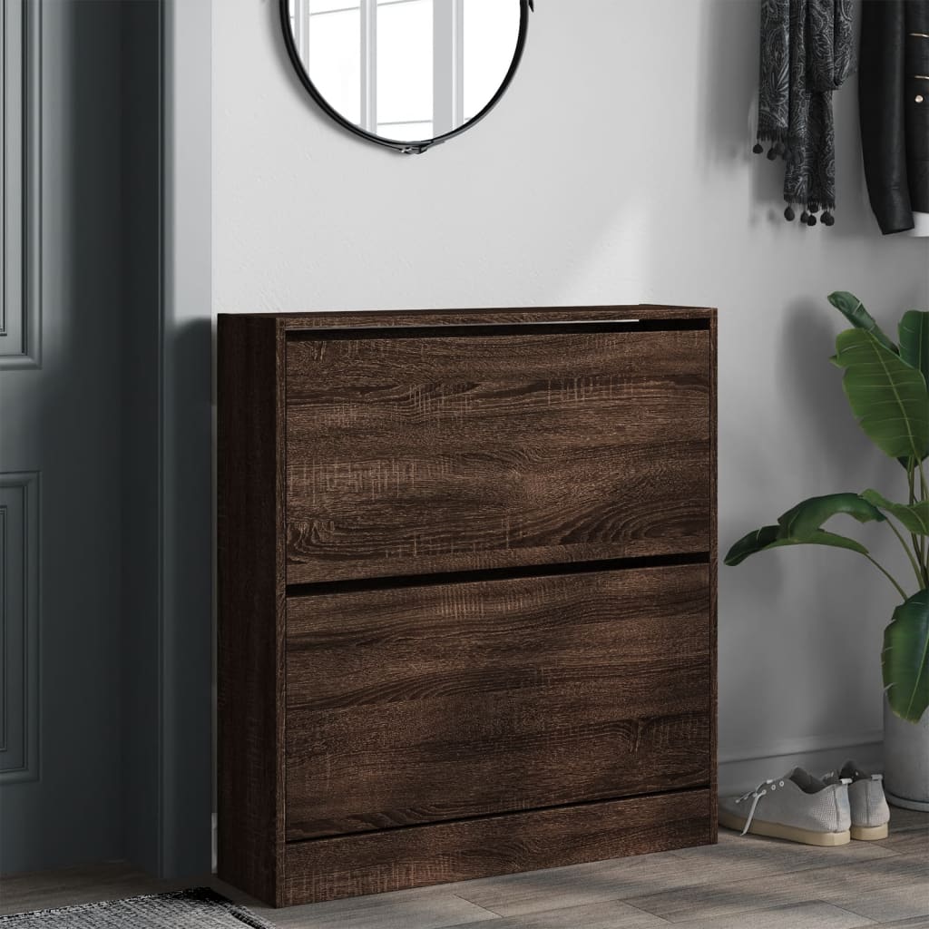Armoire à chaussures chêne marron 80x21x87,5 cm bois ingénierie - XIOS