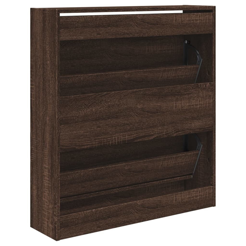 Armoire à chaussures chêne marron 80x21x87,5 cm bois ingénierie - XIOS