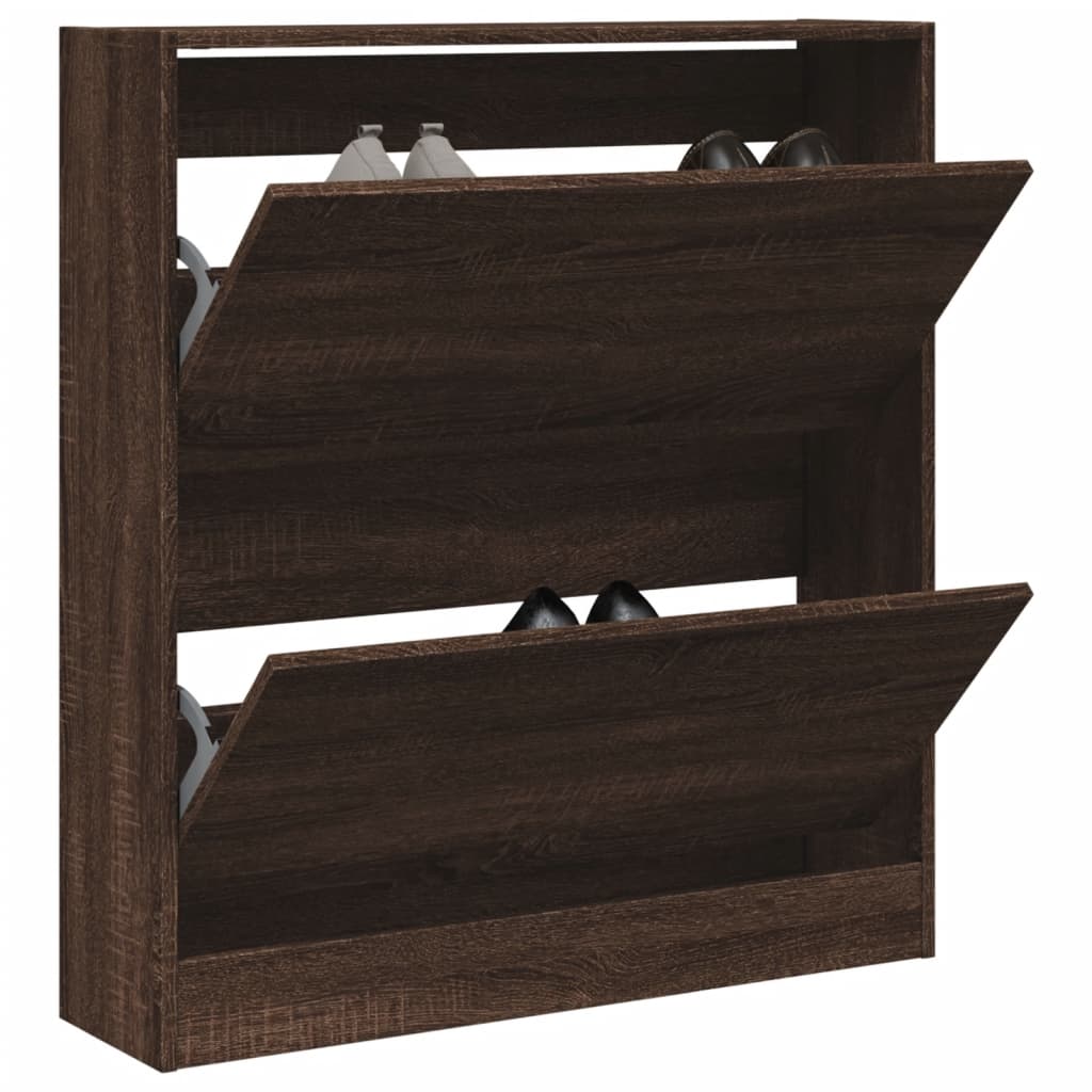 Armoire à chaussures chêne marron 80x21x87,5 cm bois ingénierie XIOS