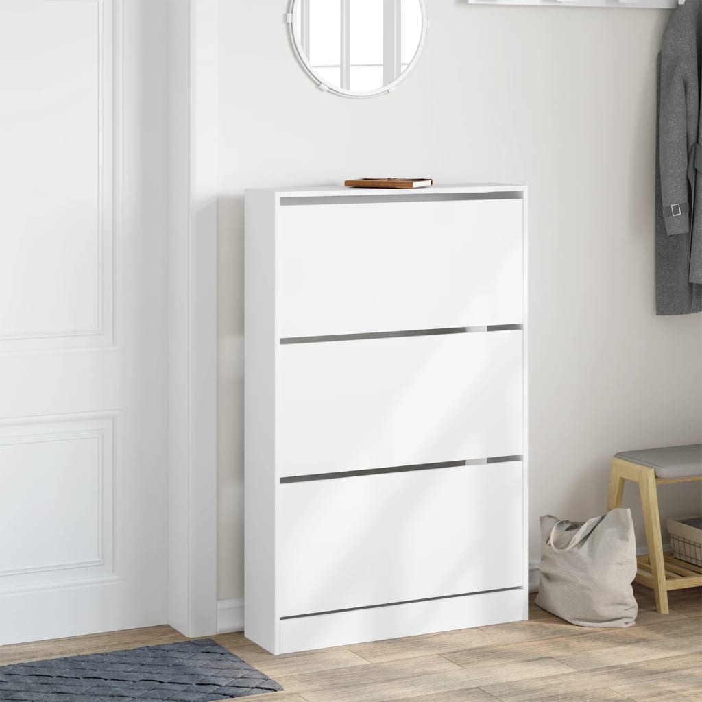 Armoire à chaussures blanc 80x21x125,5 cm bois d'ingénierie - XIOS