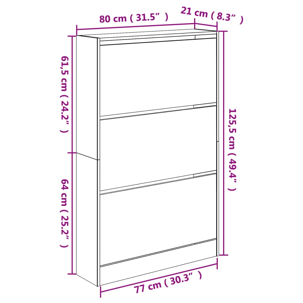 Armoire à chaussures blanc 80x21x125,5 cm bois d'ingénierie - XIOS