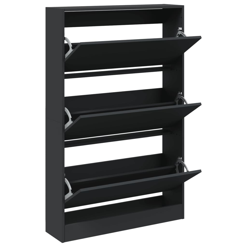 Armoire à chaussures noir 80x21x125,5 cm bois d'ingénierie - XIOS