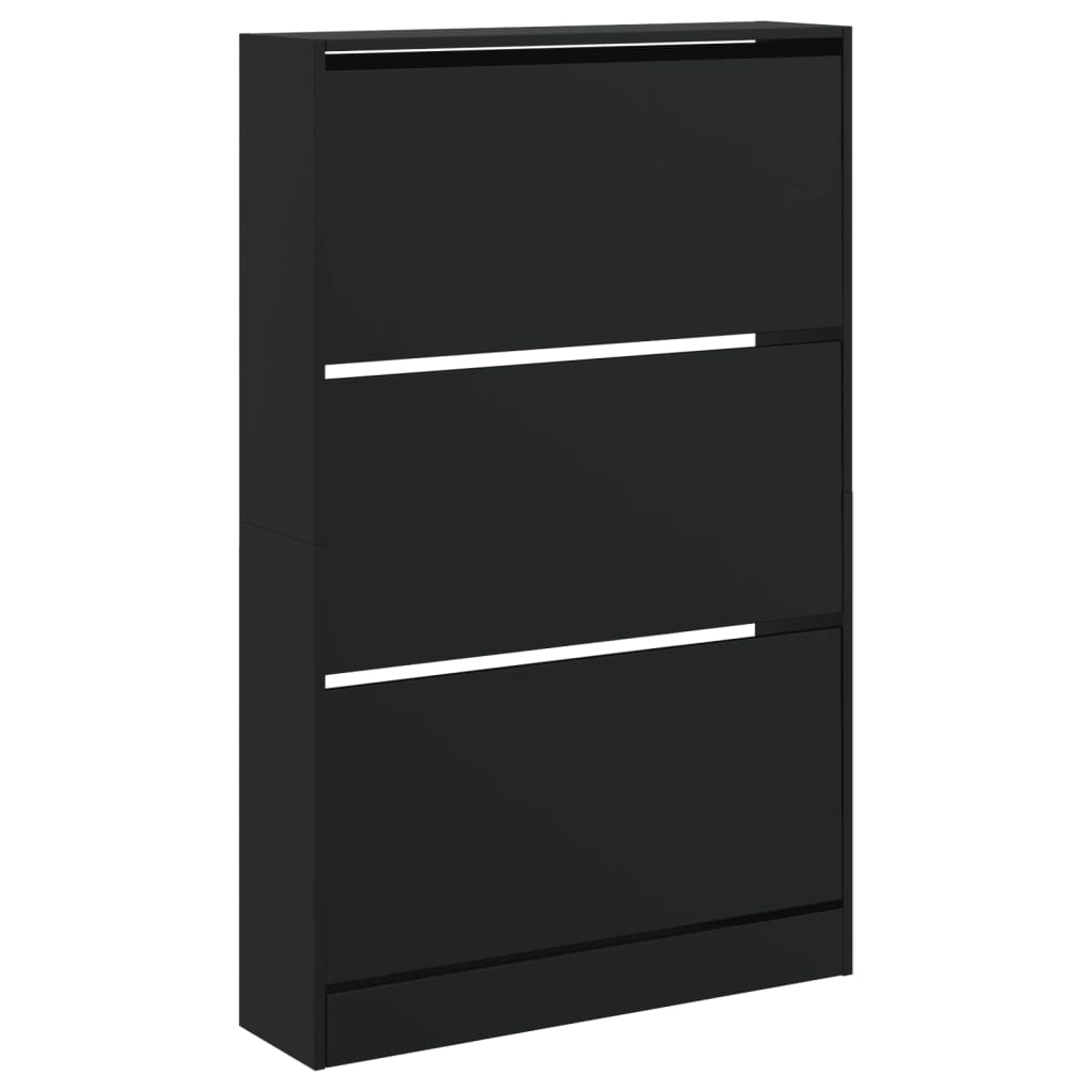 Armoire à chaussures noir 80x21x125,5 cm bois d'ingénierie - XIOS