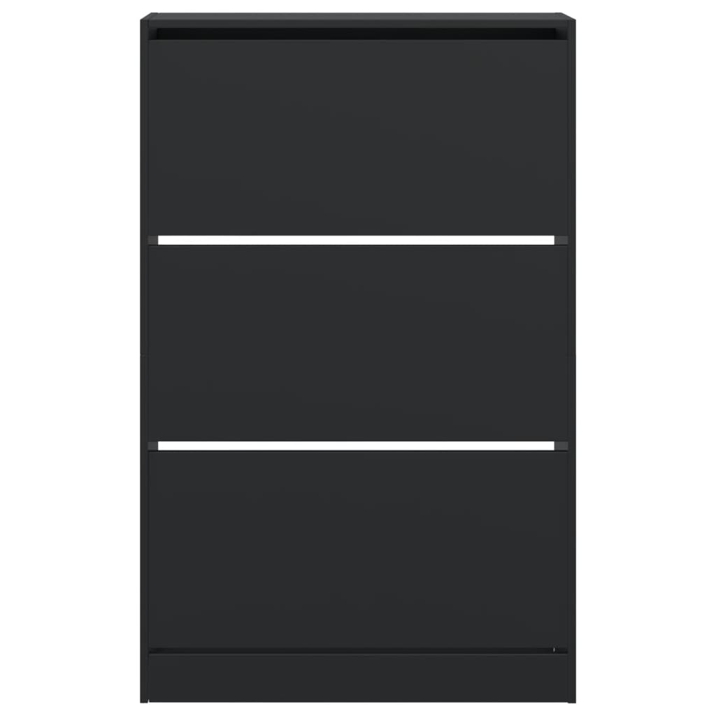 Armoire à chaussures noir 80x21x125,5 cm bois d'ingénierie - XIOS