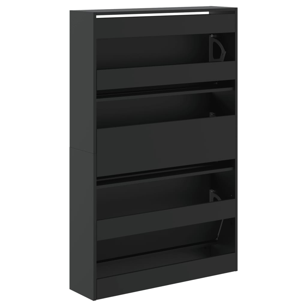 Armoire à chaussures noir 80x21x125,5 cm bois d'ingénierie - XIOS