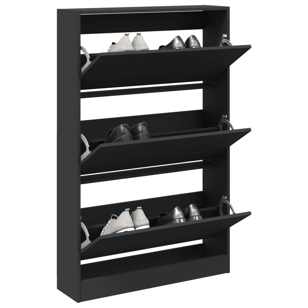 Armoire à chaussures noir 80x21x125,5 cm bois d'ingénierie - XIOS