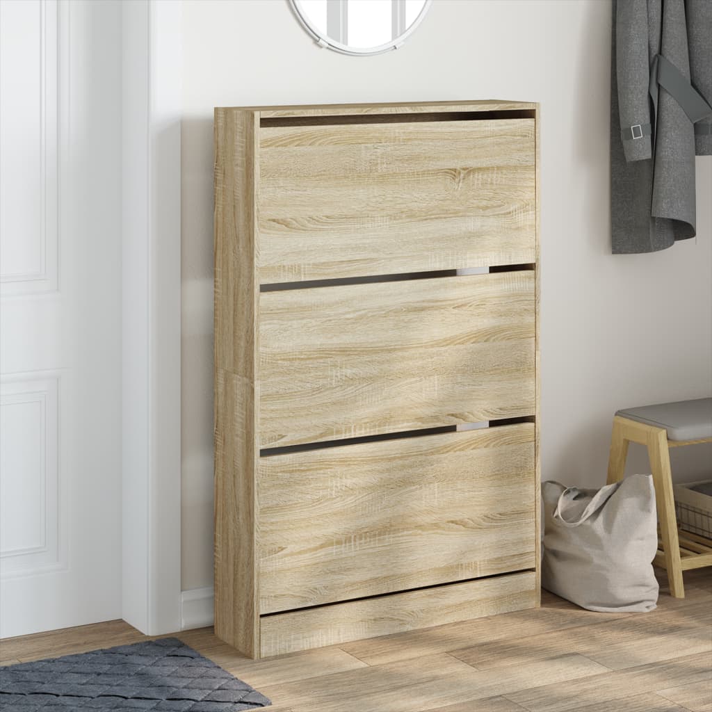 Armoire à chaussures chêne sonoma 80x21x125,5cm bois ingénierie - XIOS