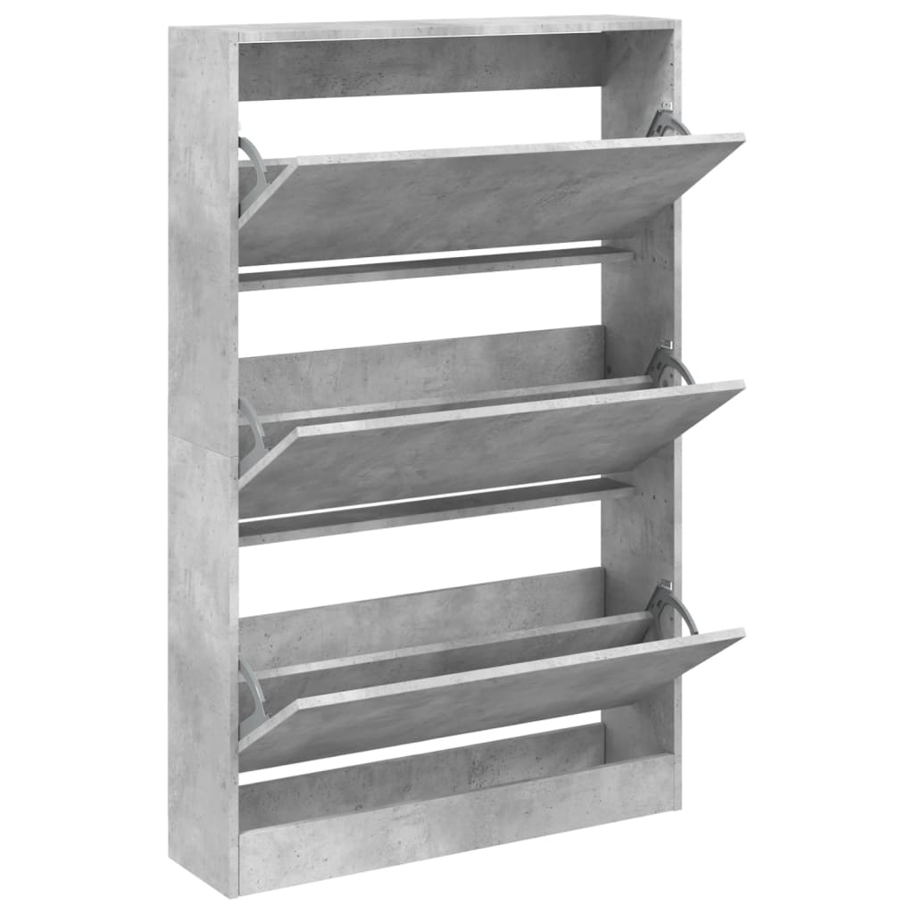 Armoire à chaussures gris béton 80x21x125,5cm bois d'ingénierie - XIOS
