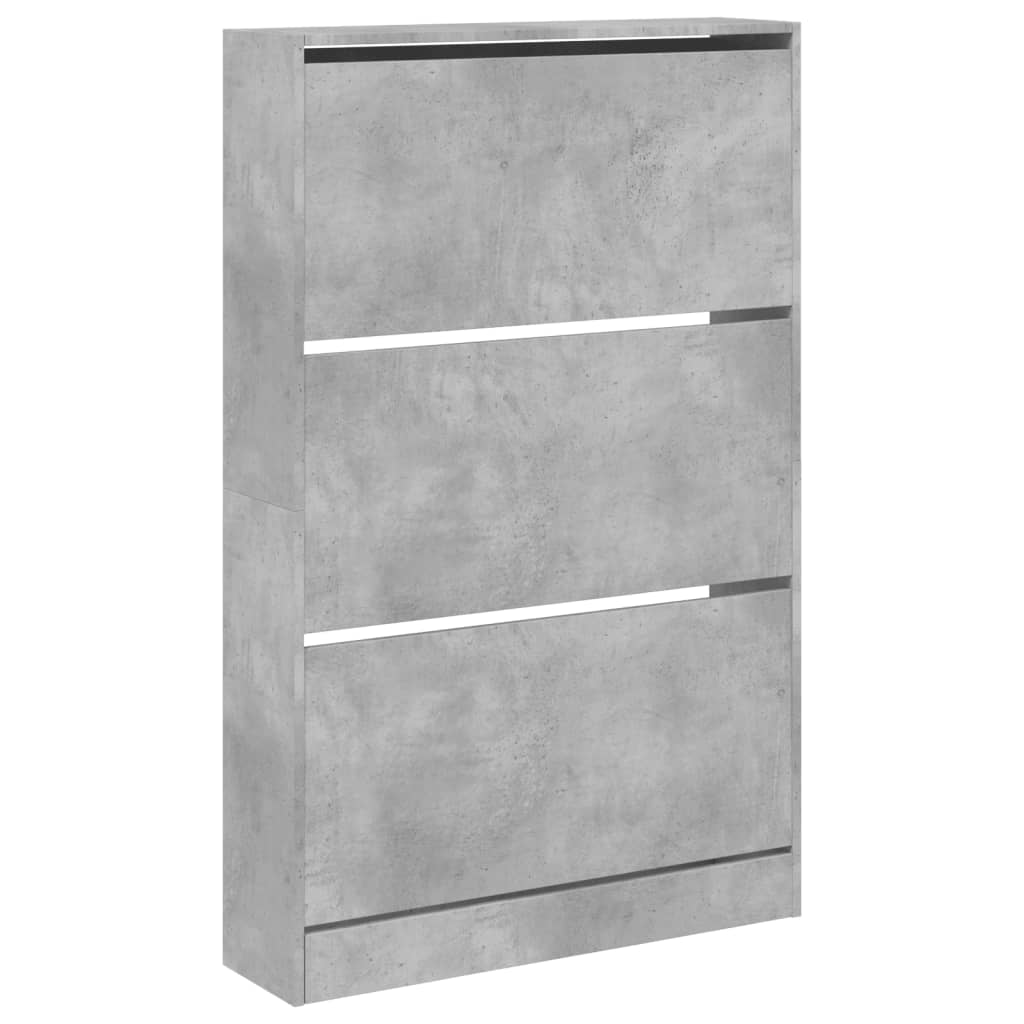 Armoire à chaussures gris béton 80x21x125,5cm bois d'ingénierie - XIOS