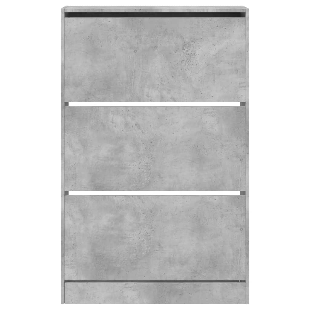 Armoire à chaussures gris béton 80x21x125,5cm bois d'ingénierie - XIOS