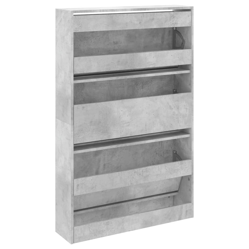 Armoire à chaussures gris béton 80x21x125,5cm bois d'ingénierie - XIOS