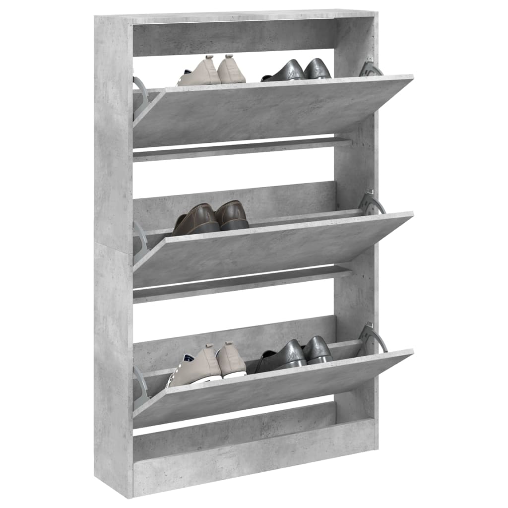 Armoire à chaussures gris béton 80x21x125,5cm bois d'ingénierie - XIOS