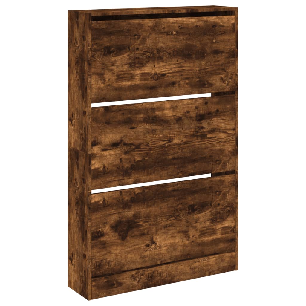 Armoire à chaussures chêne fumé 80x21x125,5 cm bois ingénierie - XIOS