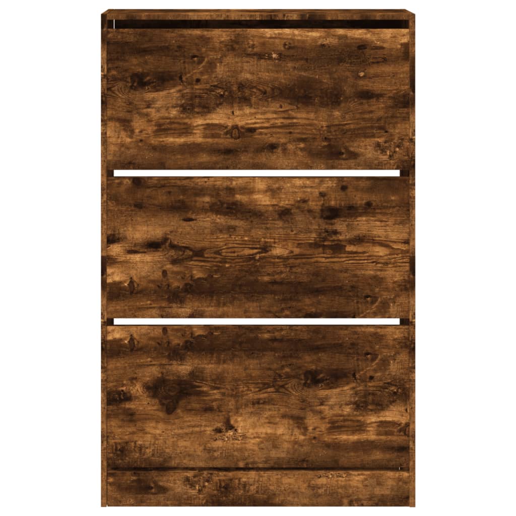 Armoire à chaussures chêne fumé 80x21x125,5 cm bois ingénierie - XIOS