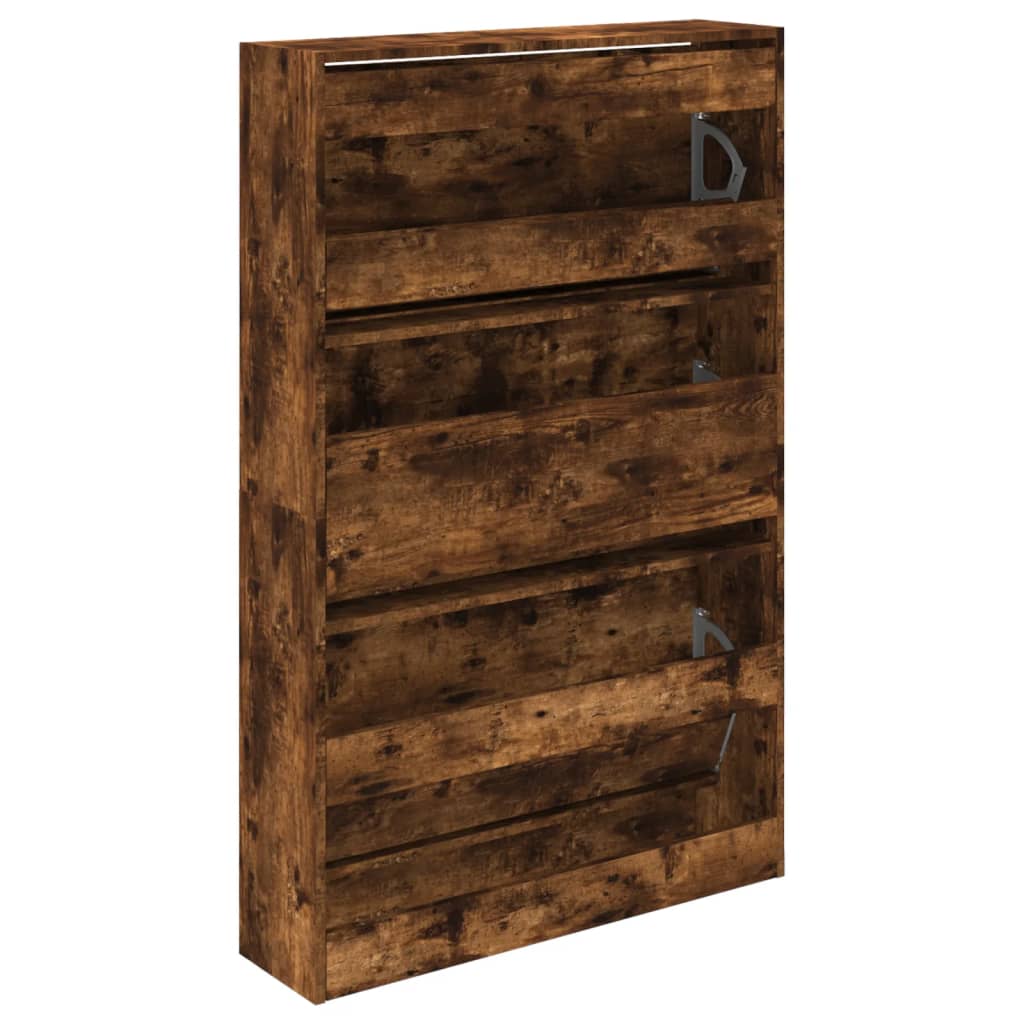 Armoire à chaussures chêne fumé 80x21x125,5 cm bois ingénierie - XIOS
