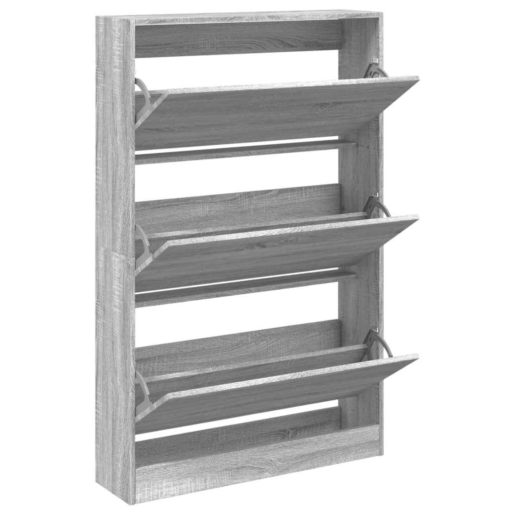 Meuble à chaussures sonoma gris 80x21x125,5cm bois d'ingénierie - XIOS