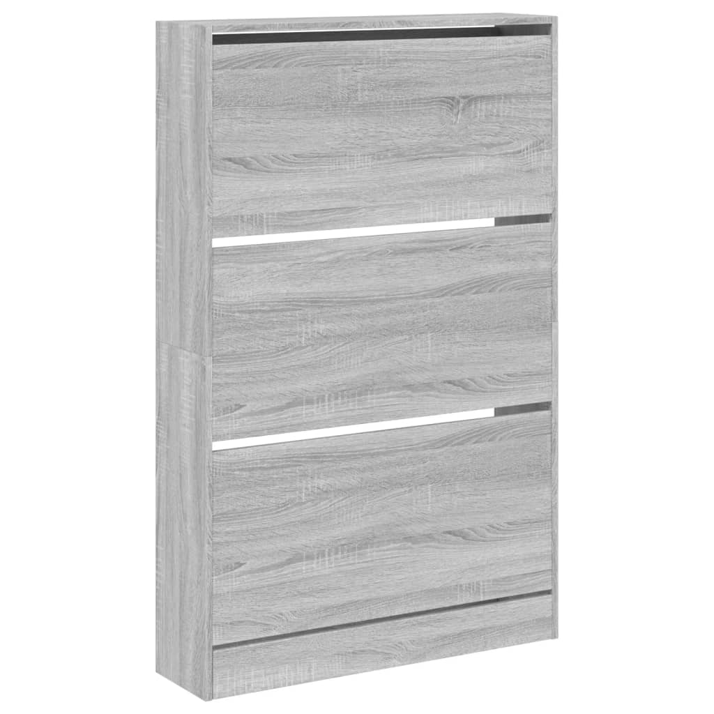Meuble à chaussures sonoma gris 80x21x125,5cm bois d'ingénierie - XIOS