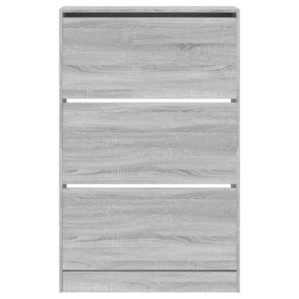Meuble à chaussures sonoma gris 80x21x125,5cm bois d'ingénierie - XIOS