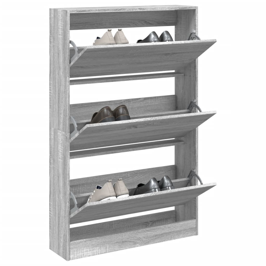 Meuble à chaussures sonoma gris 80x21x125,5cm bois d'ingénierie - XIOS