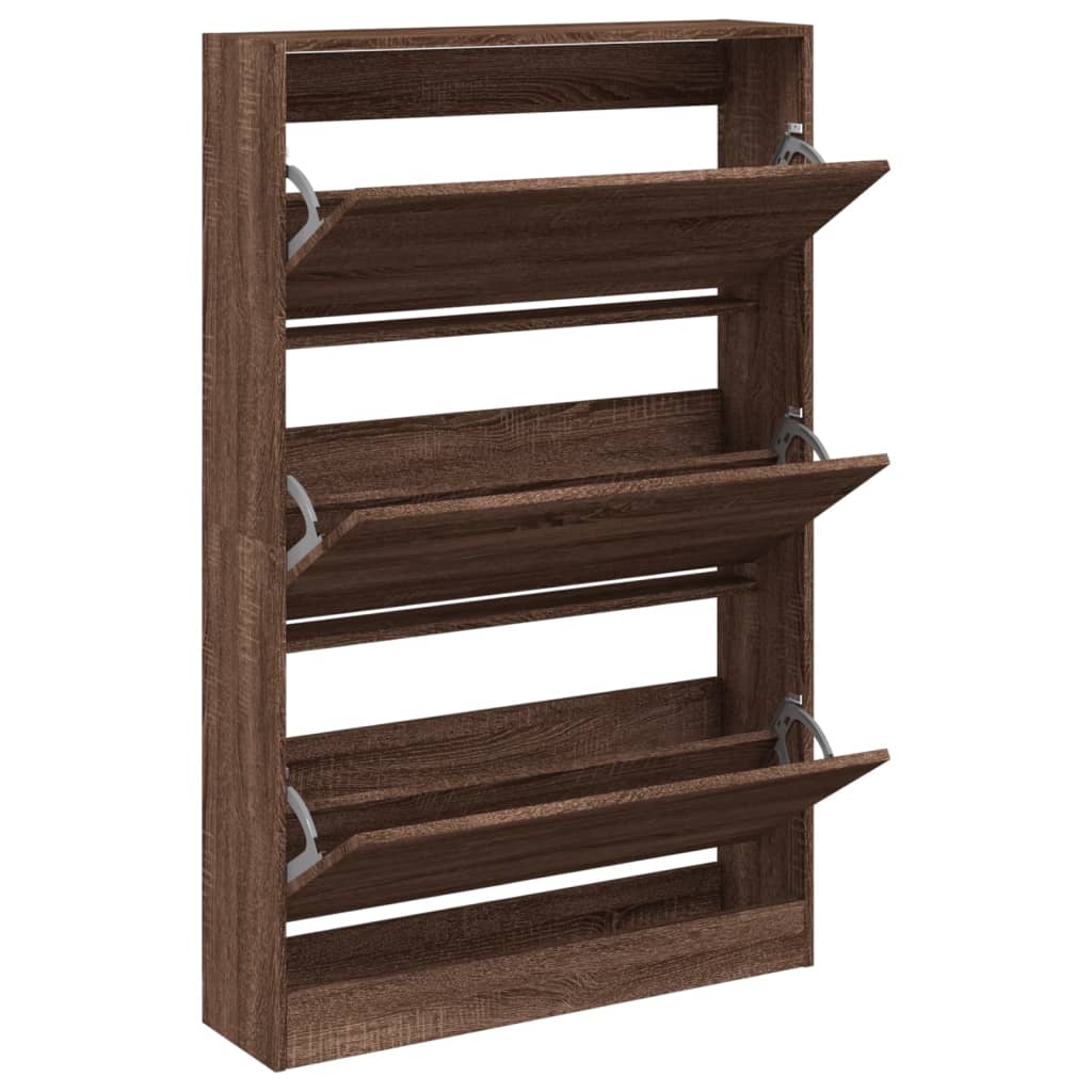 Armoire à chaussures chêne marron 80x21x125,5cm bois ingénierie - XIOS