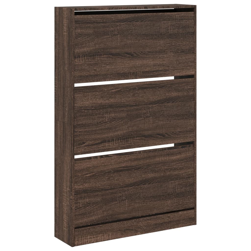 Armoire à chaussures chêne marron 80x21x125,5cm bois ingénierie - XIOS