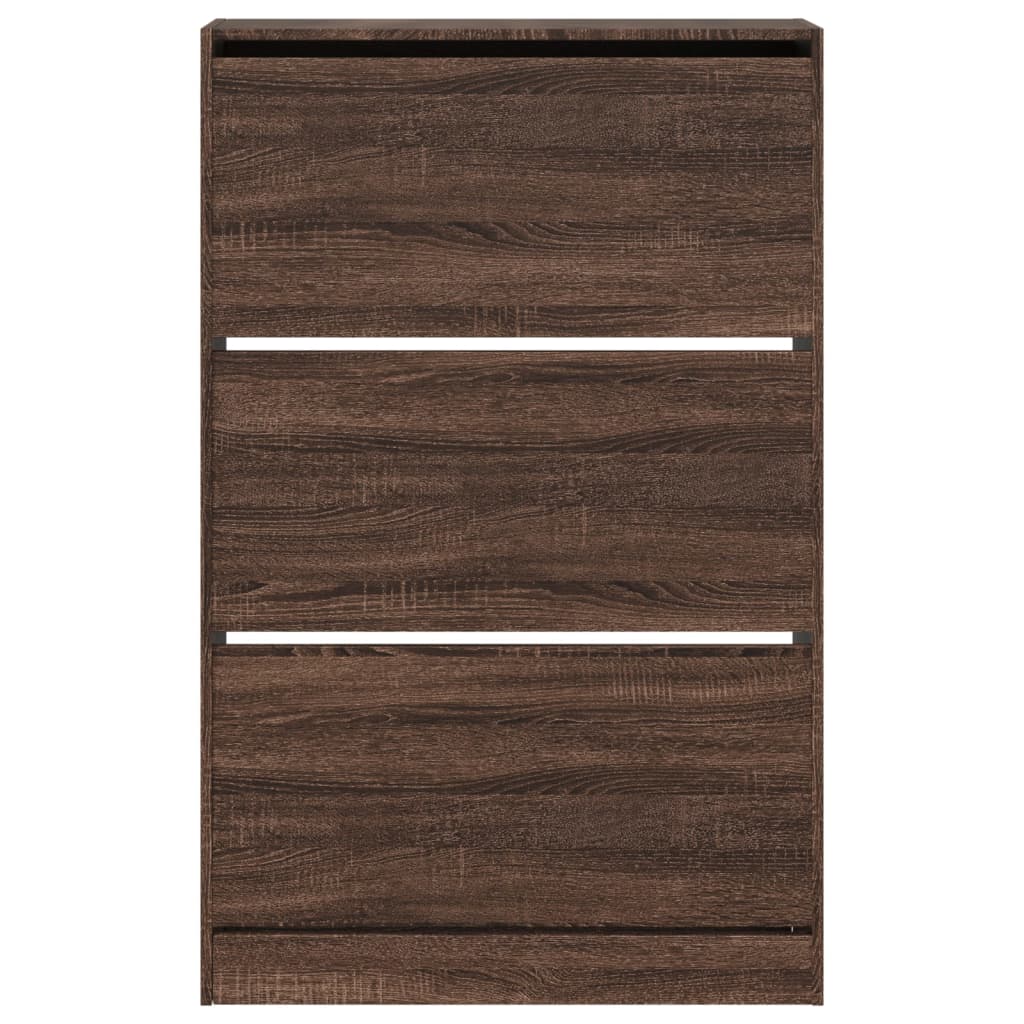 Armoire à chaussures chêne marron 80x21x125,5cm bois ingénierie - XIOS