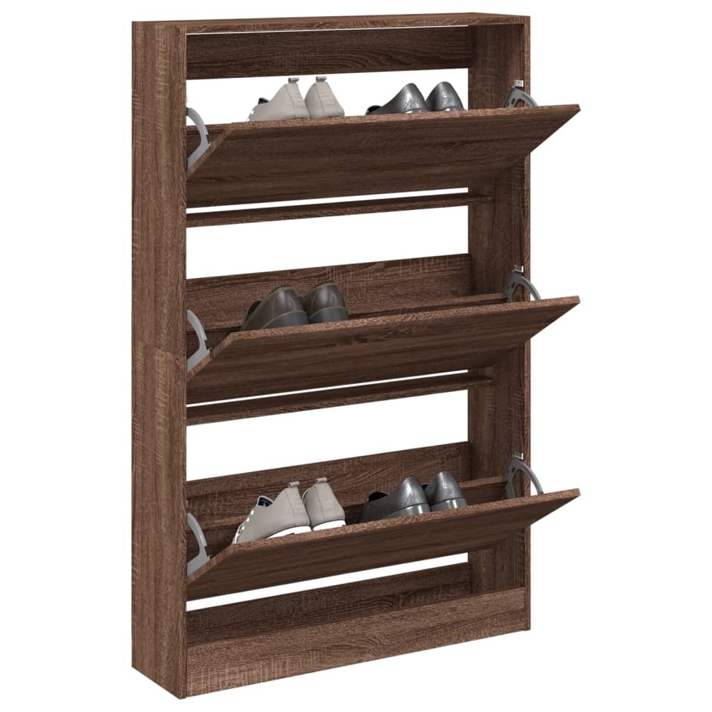 Armoire à chaussures chêne marron 80x21x125,5cm bois ingénierie - XIOS