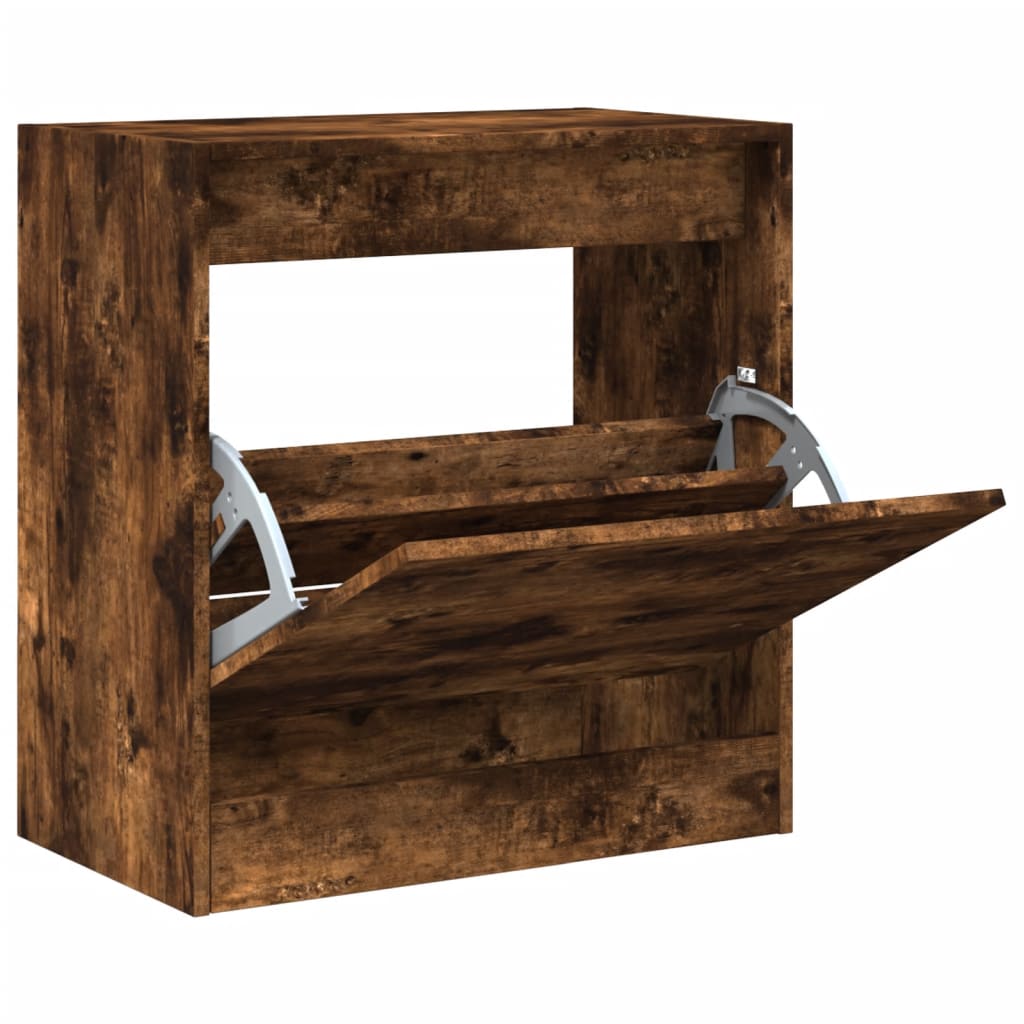 Armoire à chaussures chêne fumé 60x34x63,5 cm bois d'ingénierie - XIOS
