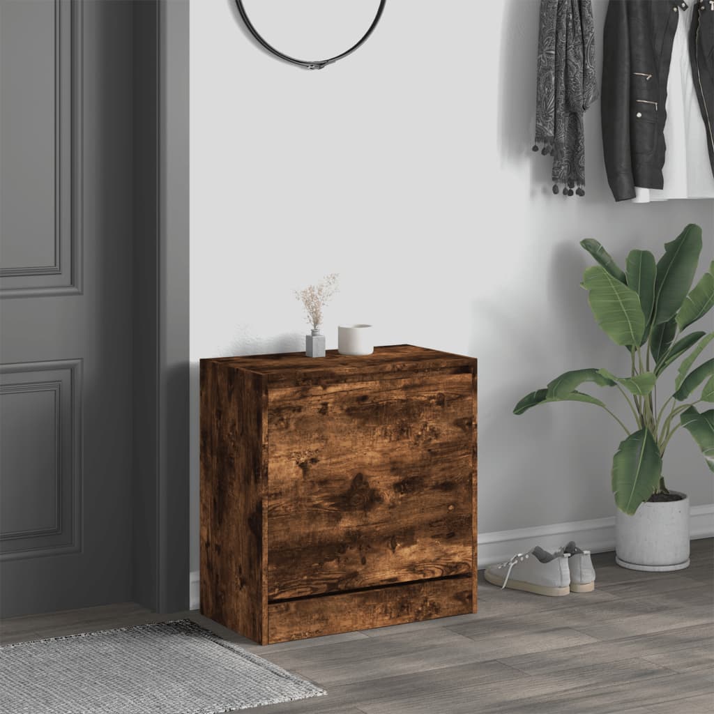 Armoire à chaussures chêne fumé 60x34x63,5 cm bois d'ingénierie - XIOS