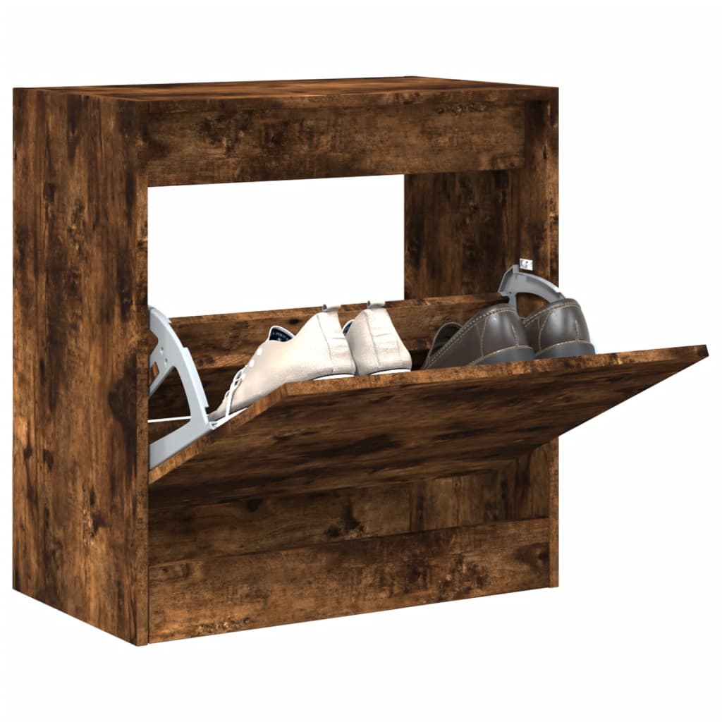 Armoire à chaussures chêne fumé 60x34x63,5 cm bois d'ingénierie - XIOS