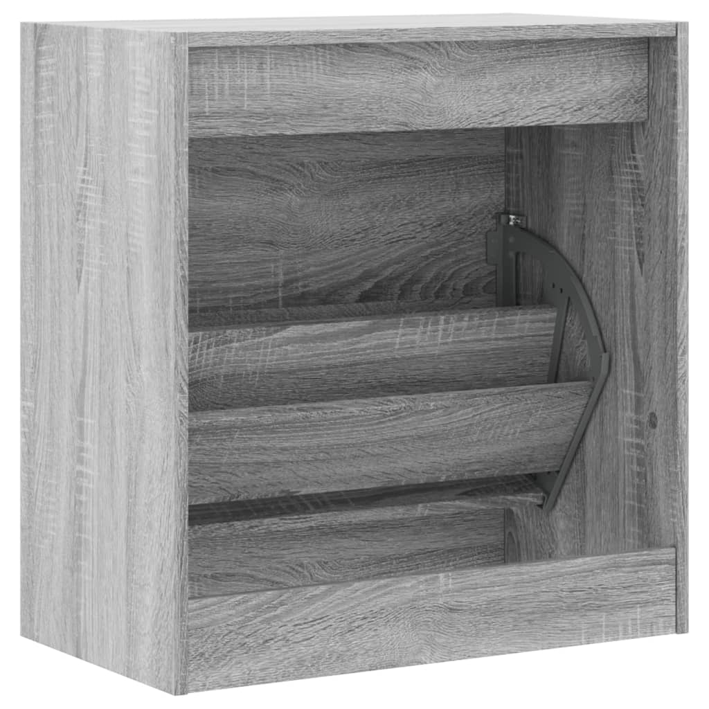 Meuble à chaussures sonoma gris 60x34x63,5 cm bois d'ingénierie - XIOS