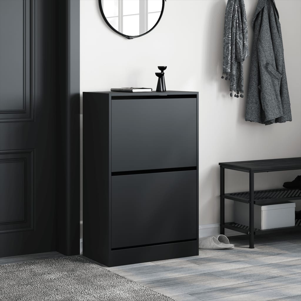 Armoire à chaussures noir 60x34x96,5 cm bois d'ingénierie - XIOS