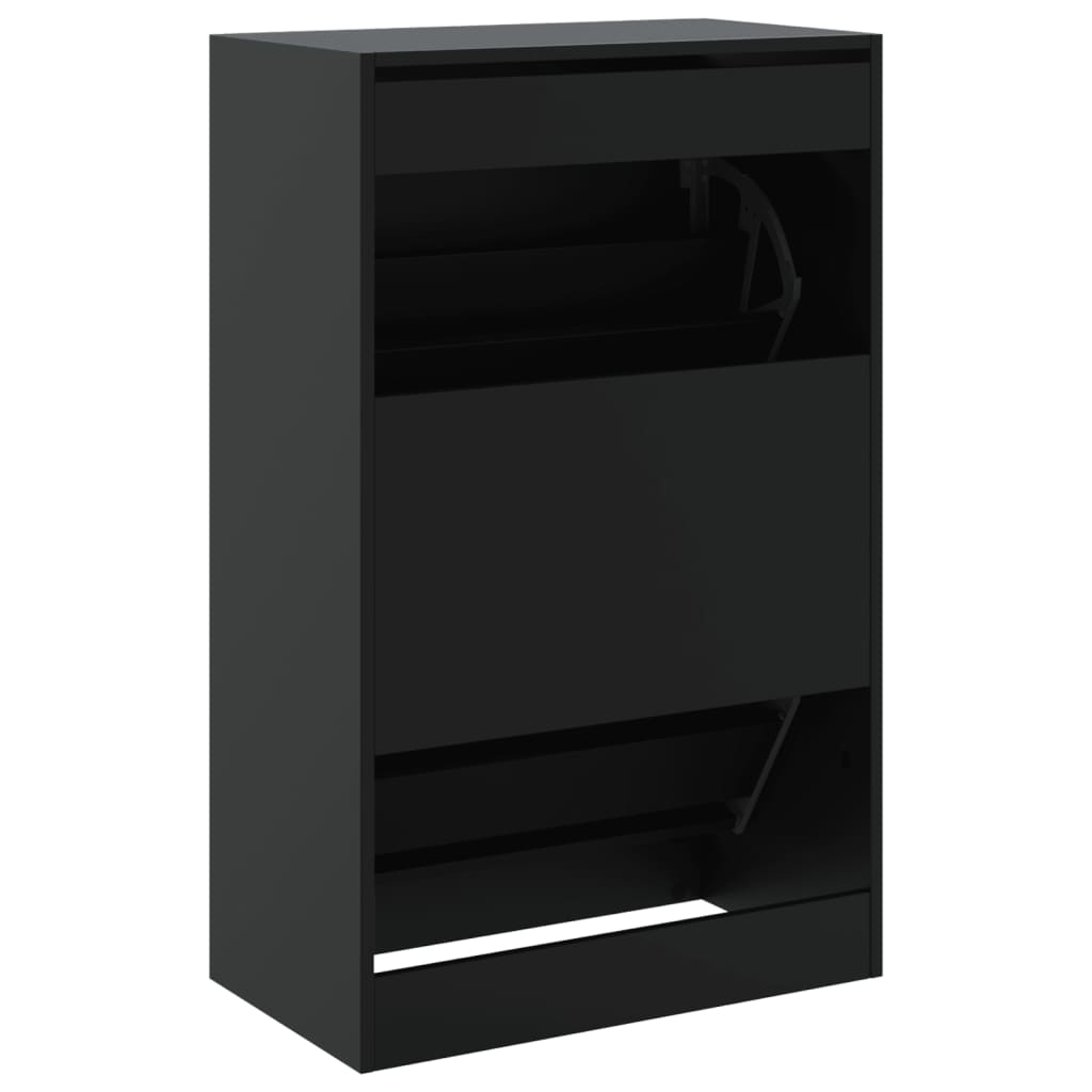 Armoire à chaussures noir 60x34x96,5 cm bois d'ingénierie - XIOS
