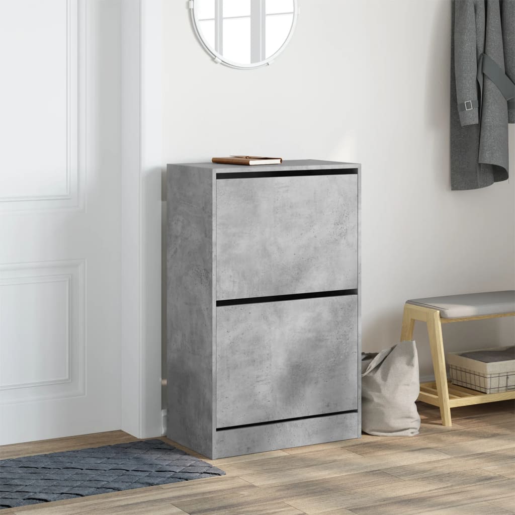 Armoire à chaussures gris béton 60x34x96,5 cm bois d'ingénierie - XIOS
