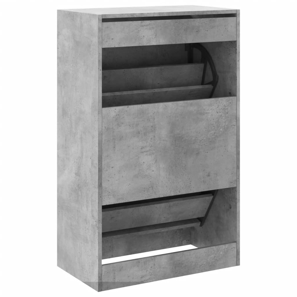 Armoire à chaussures gris béton 60x34x96,5 cm bois d'ingénierie - XIOS