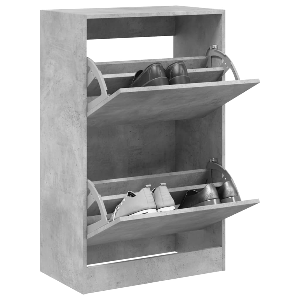 Armoire à chaussures gris béton 60x34x96,5 cm bois d'ingénierie - XIOS