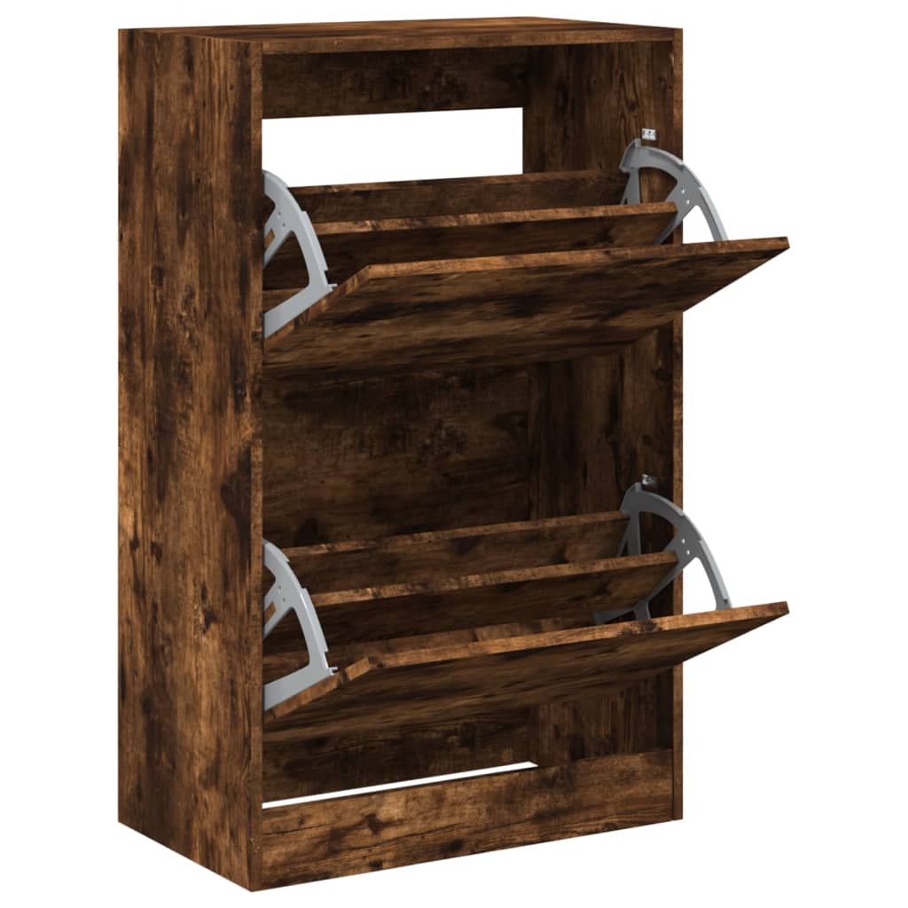 Armoire à chaussures chêne fumé 60x34x96,5 cm bois d'ingénierie - XIOS