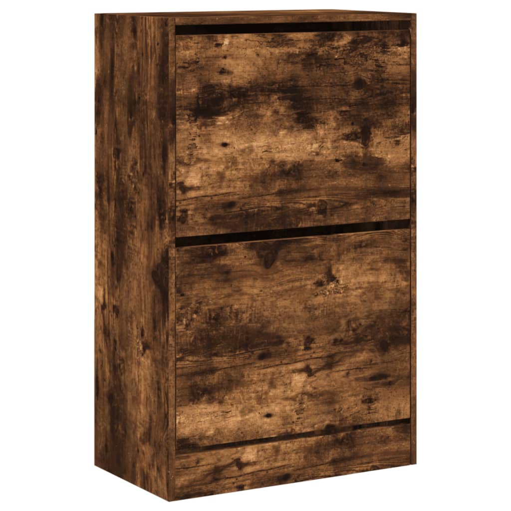 Armoire à chaussures chêne fumé 60x34x96,5 cm bois d'ingénierie - XIOS