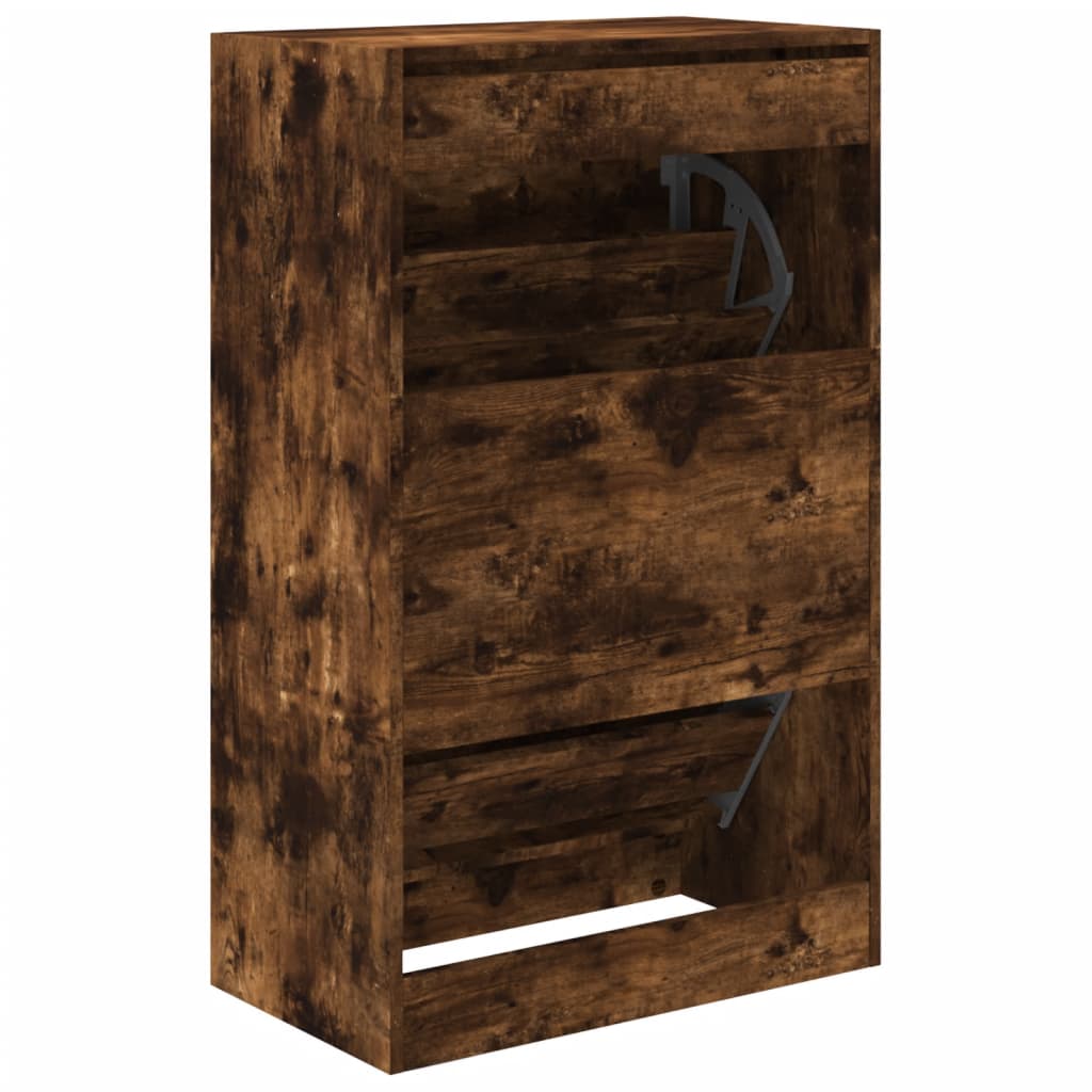 Armoire à chaussures chêne fumé 60x34x96,5 cm bois d'ingénierie - XIOS