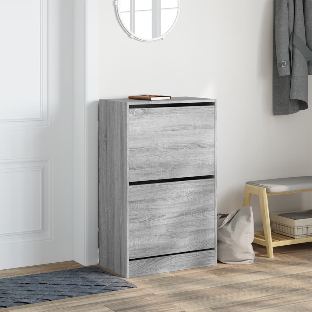 Armoire à chaussures sonoma gris 60x34x96,5cm bois d'ingénierie - XIOS