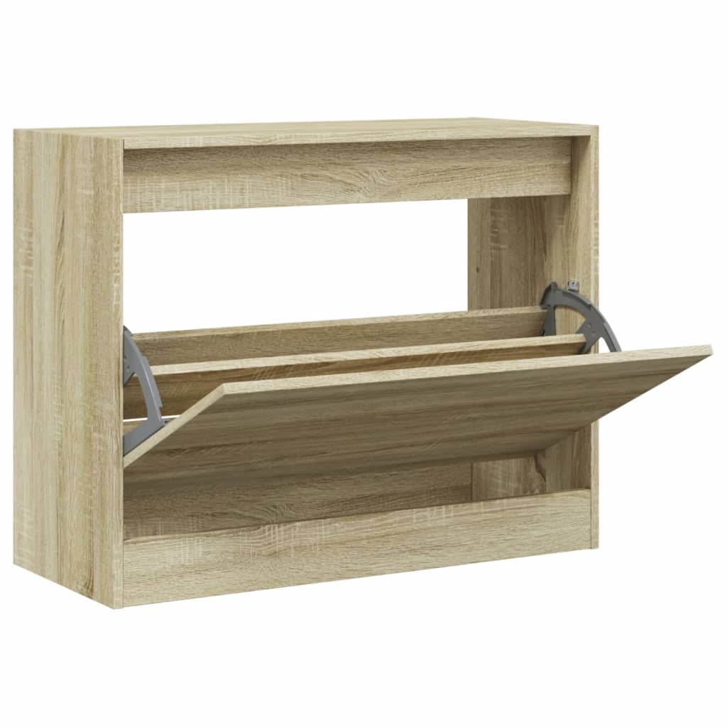 Armoire à chaussures chêne sonoma 80x34x63 cm bois d'ingénierie - XIOS