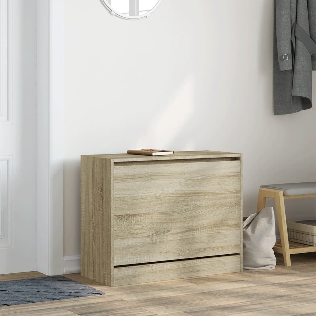 Armoire à chaussures chêne sonoma 80x34x63 cm bois d'ingénierie - XIOS