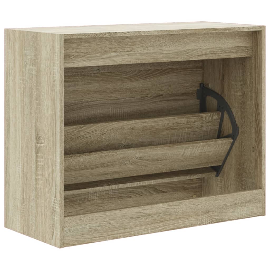 Armoire à chaussures chêne sonoma 80x34x63 cm bois d'ingénierie - XIOS