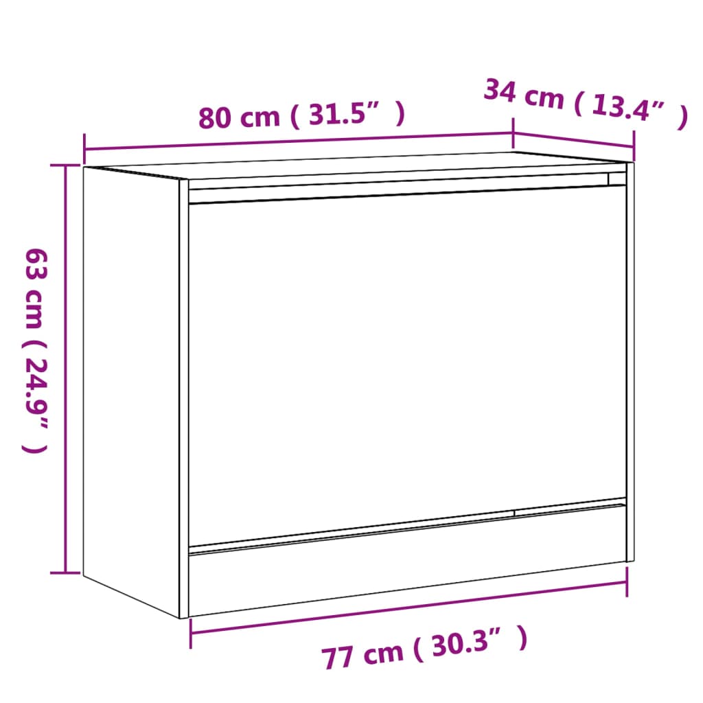 Armoire à chaussures chêne sonoma 80x34x63 cm bois d'ingénierie - XIOS