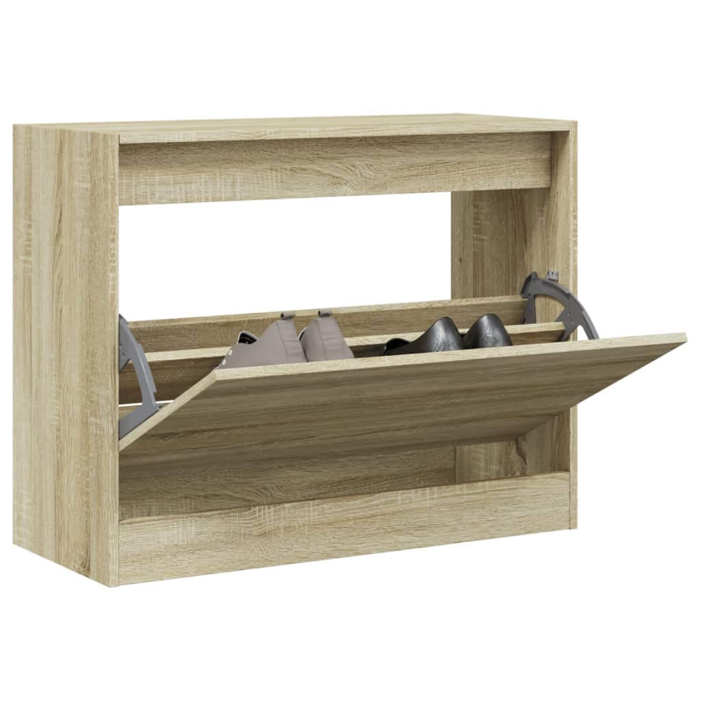 Armoire à chaussures chêne sonoma 80x34x63 cm bois d'ingénierie - XIOS