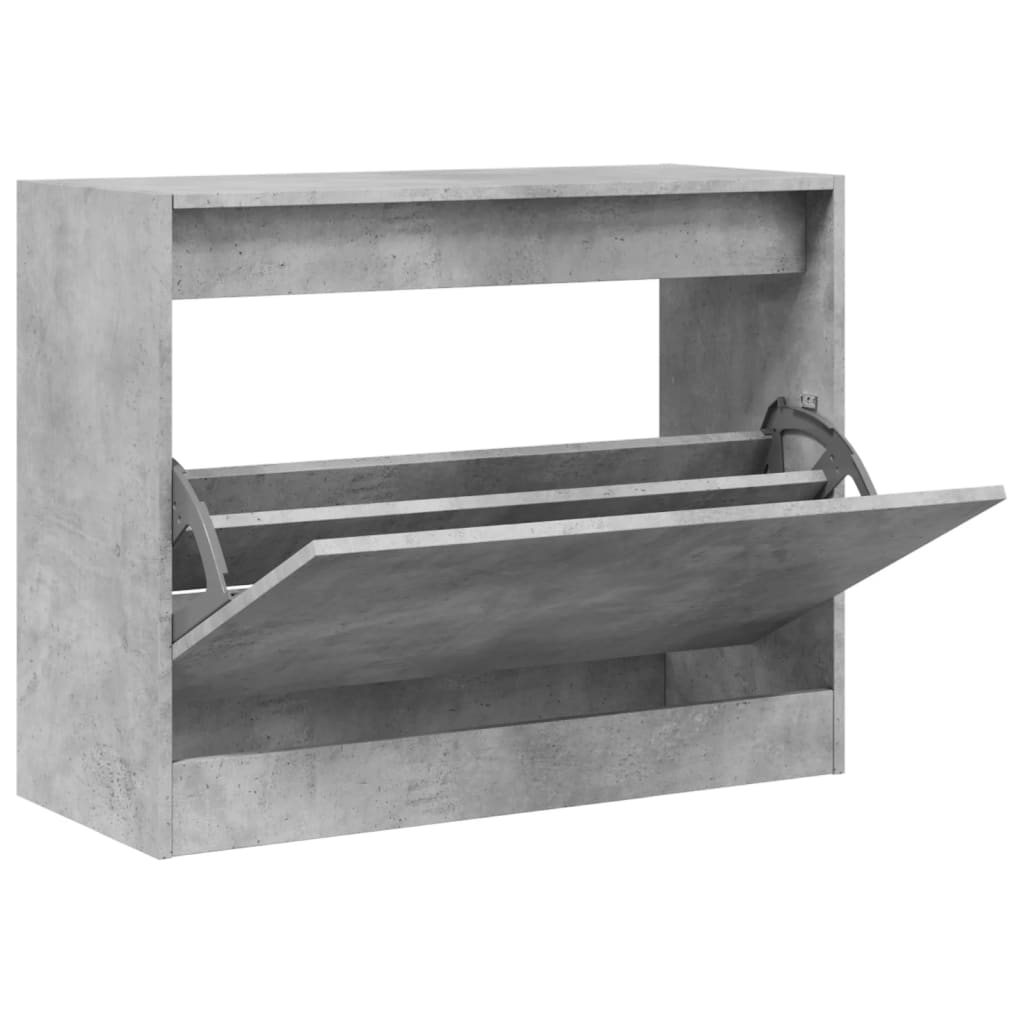 Armoire à chaussures gris béton 80x34x63 cm bois d'ingénierie - XIOS