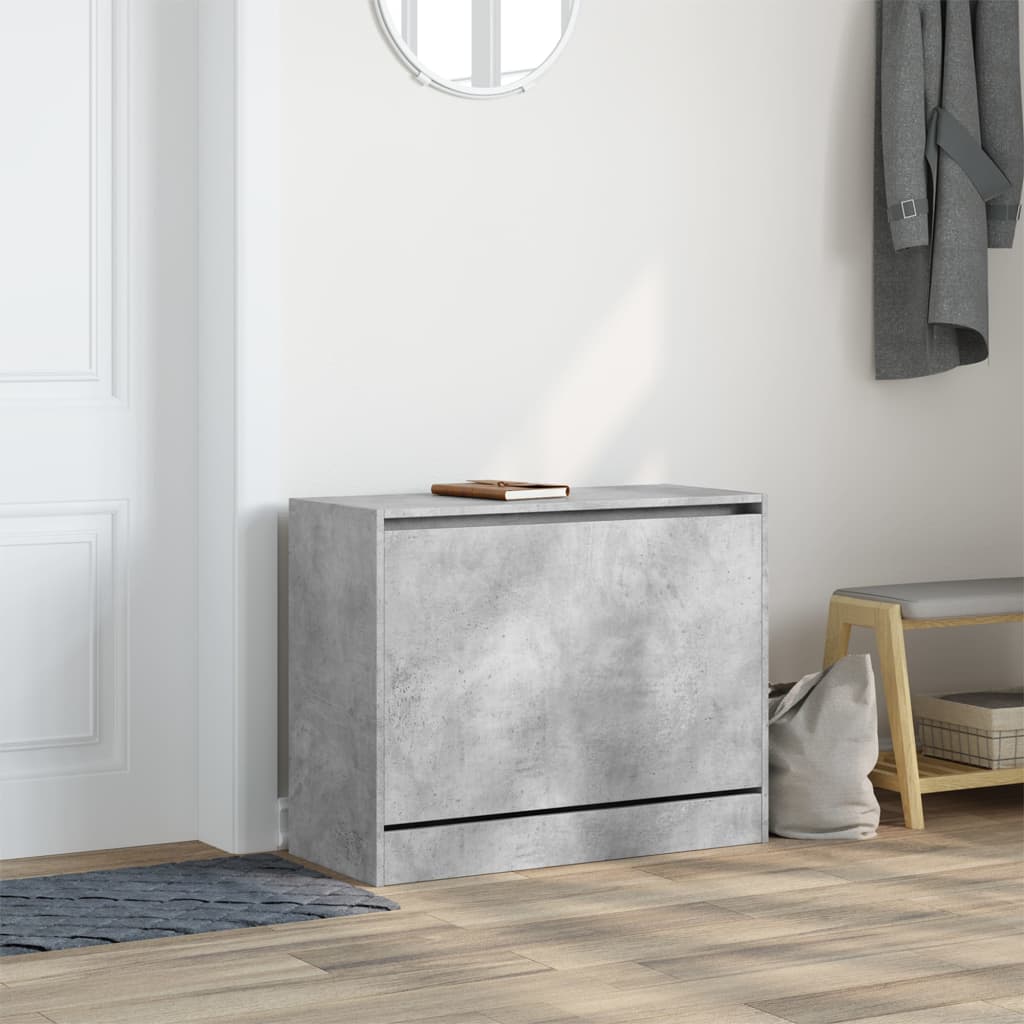 Armoire à chaussures gris béton 80x34x63 cm bois d'ingénierie - XIOS
