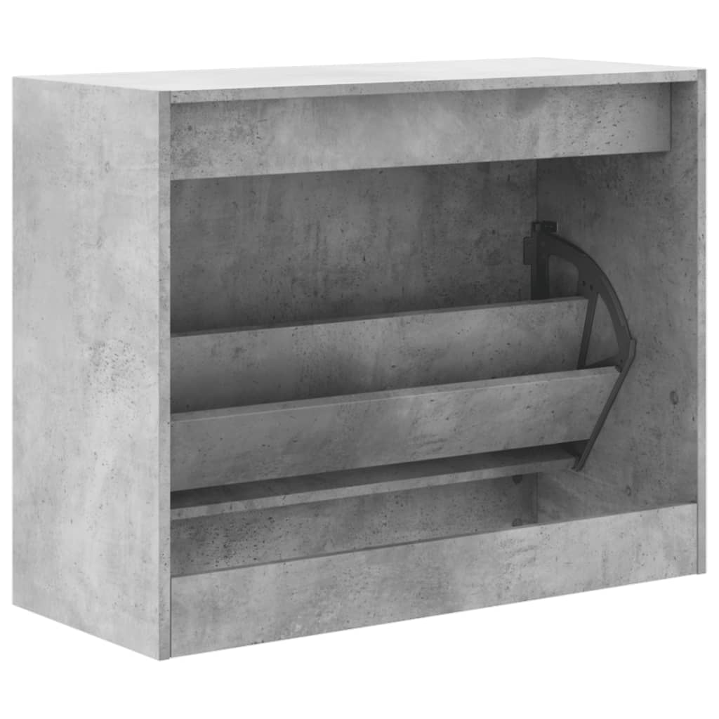 Armoire à chaussures gris béton 80x34x63 cm bois d'ingénierie - XIOS