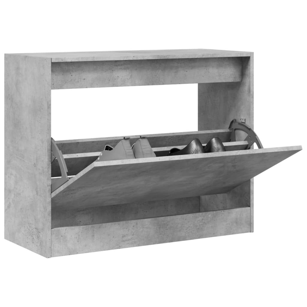 Armoire à chaussures gris béton 80x34x63 cm bois d'ingénierie - XIOS