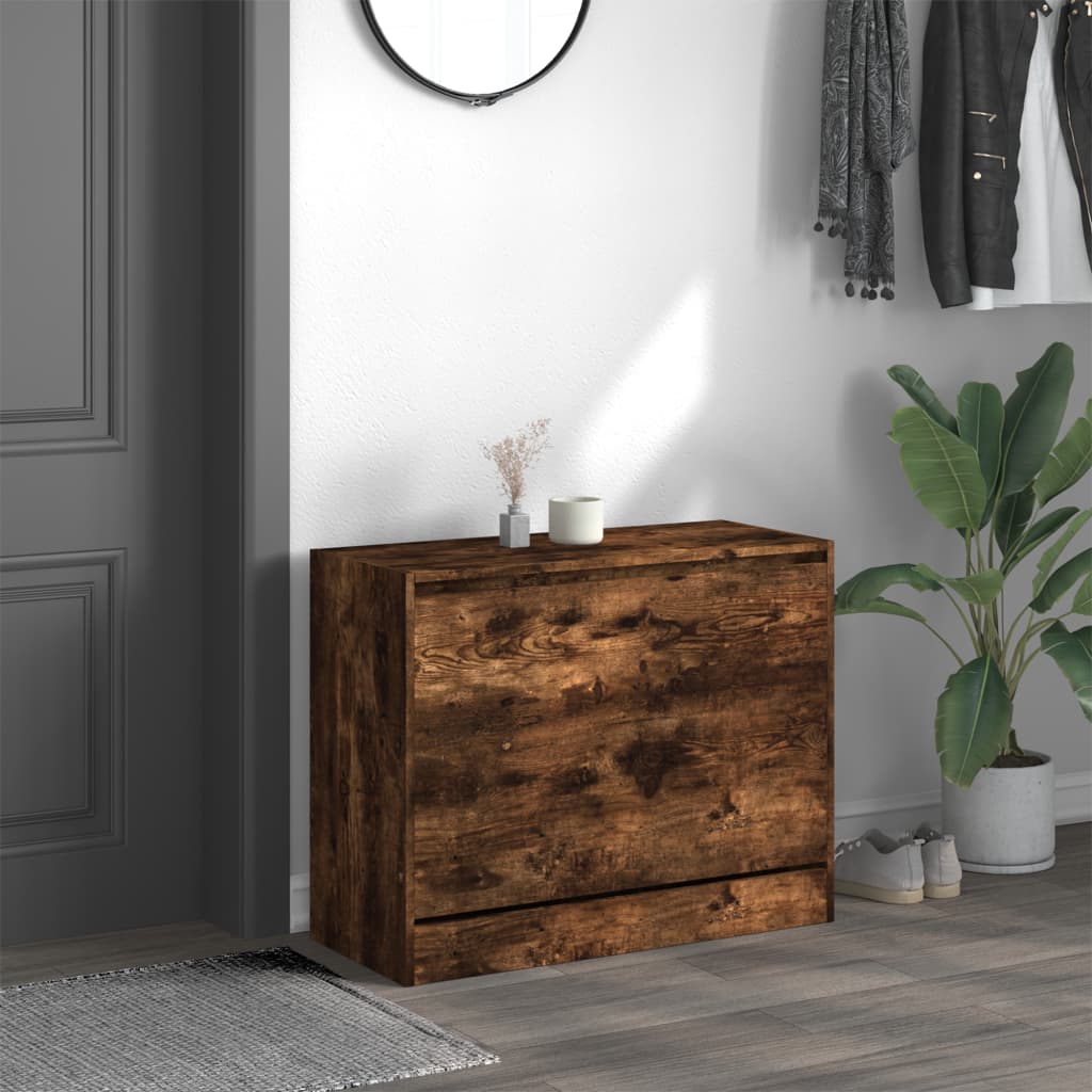 Armoire à chaussures chêne fumé 80x34x63 cm bois d'ingénierie - XIOS